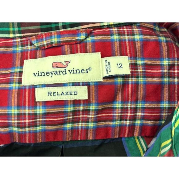 Vineyard Vines Womens Button Up Shirt 12 Multicolor Relaxed Fit Patchwork Plaid - Picture 4 of 10